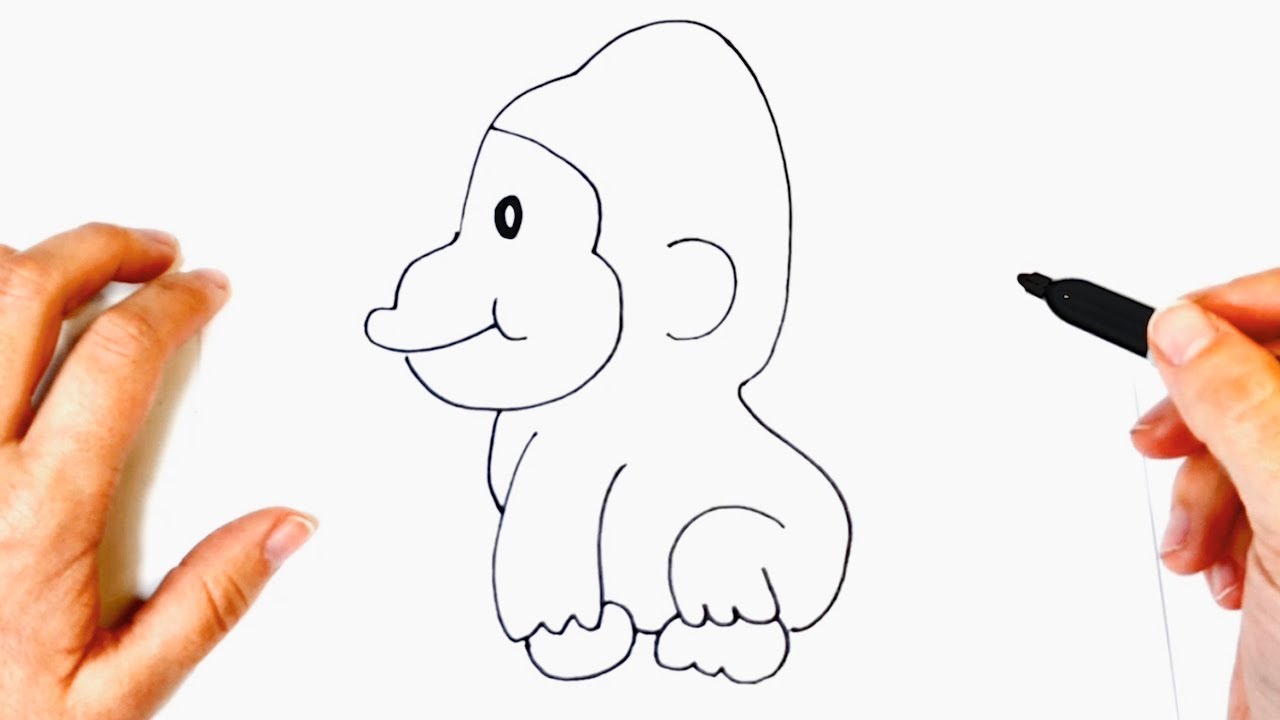 Cómo dibujar un Gorila para niños  Dibujo de Gorila paso a paso, dibujos de Un Gorila, como dibujar Un Gorila paso a paso