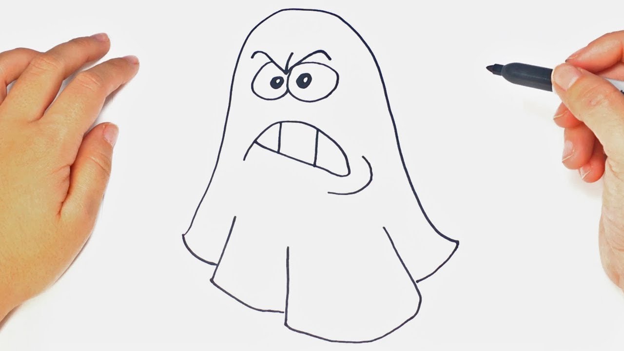 Cómo dibujar un Fantasma paso a paso  Dibujo fácil de Fantasma, dibujos de Un Fantasma, como dibujar Un Fantasma paso a paso