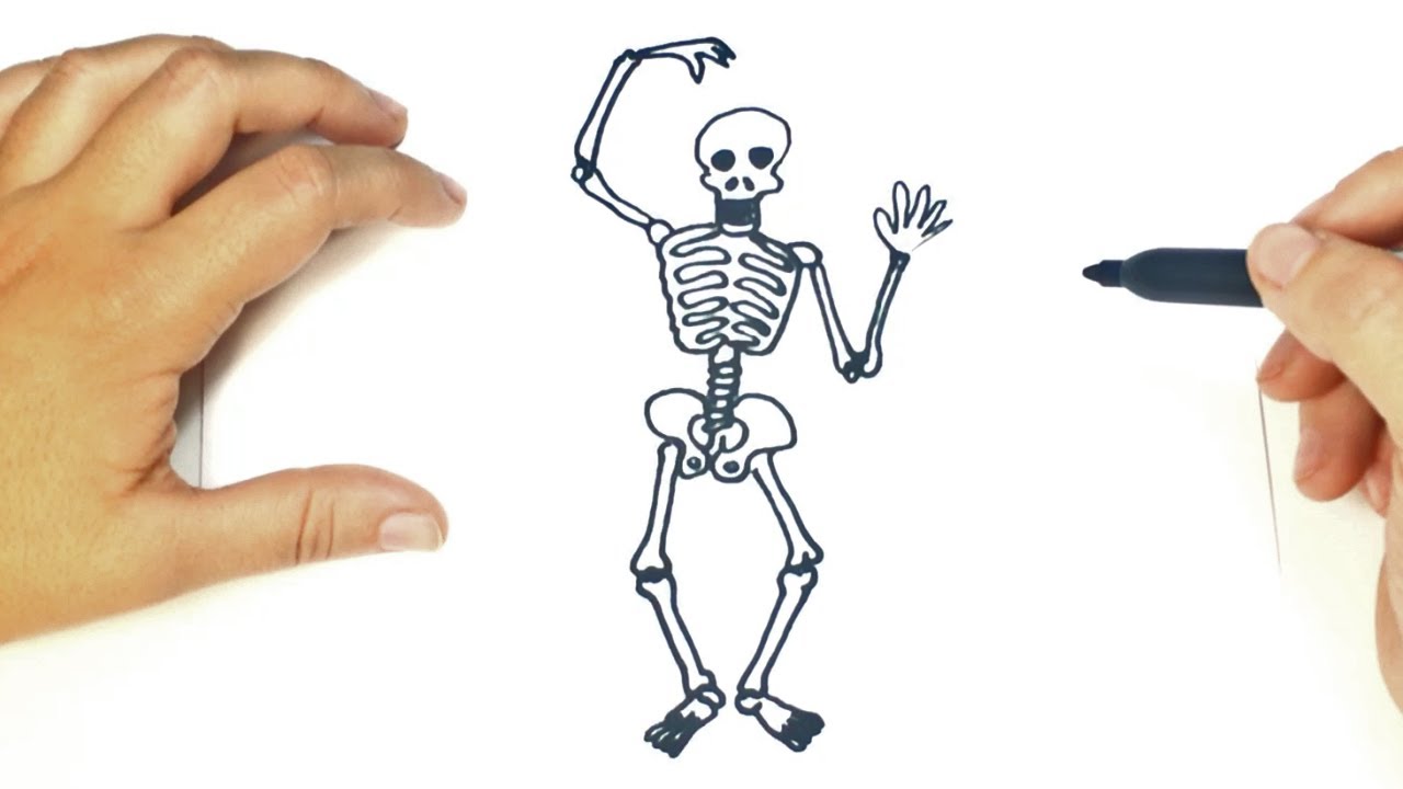 Cómo dibujar un Esqueleto paso a paso  Dibujo fácil de Esqueleto, dibujos de Un Esqueleto Humano, como dibujar Un Esqueleto Humano paso a paso