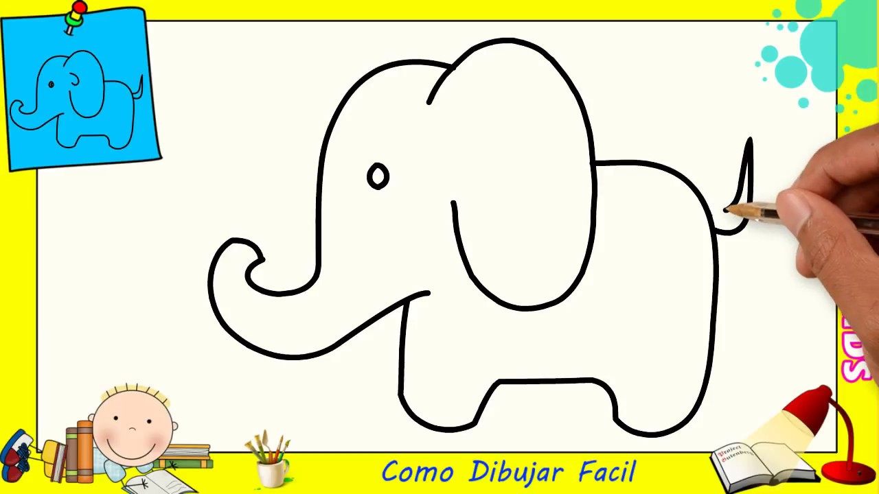 Como dibujar un elefante FACIL paso a paso para principiantes 3, dibujos de Un Elefante Para Niños, como dibujar Un Elefante Para Niños paso a paso