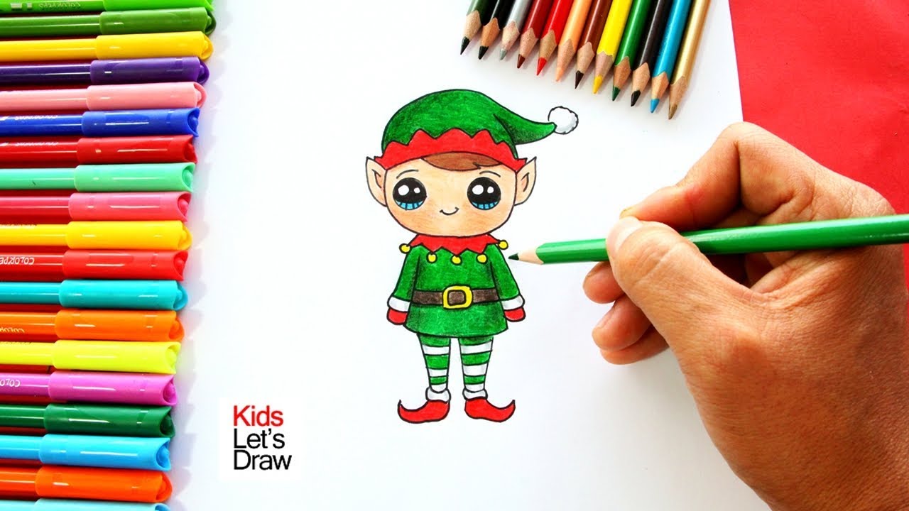 Cómo dibujar un DUENDE de Navidad de manera fácil  How to draw a Christmas  Elf, dibujos de Un Duende, como dibujar Un Duende paso a paso