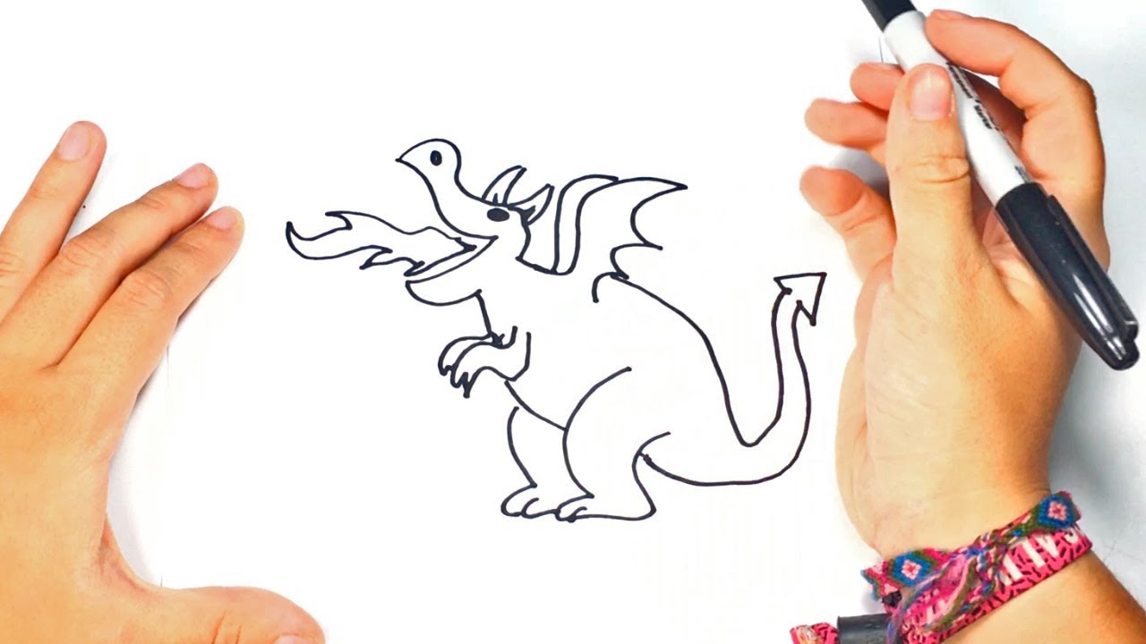 Como dibujar un Dragon para niños  Dibujo de Dragon paso a paso, dibujos de Un Dragón Infantil, como dibujar Un Dragón Infantil paso a paso