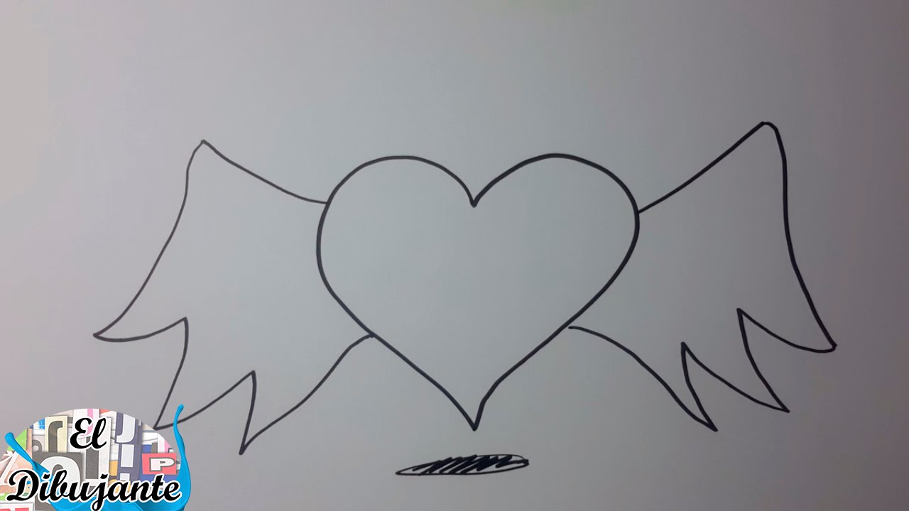 Como dibujar un Corazón con alas paso a paso [El Dibujante], dibujos de Un Corazón Con Alas, como dibujar Un Corazón Con Alas paso a paso