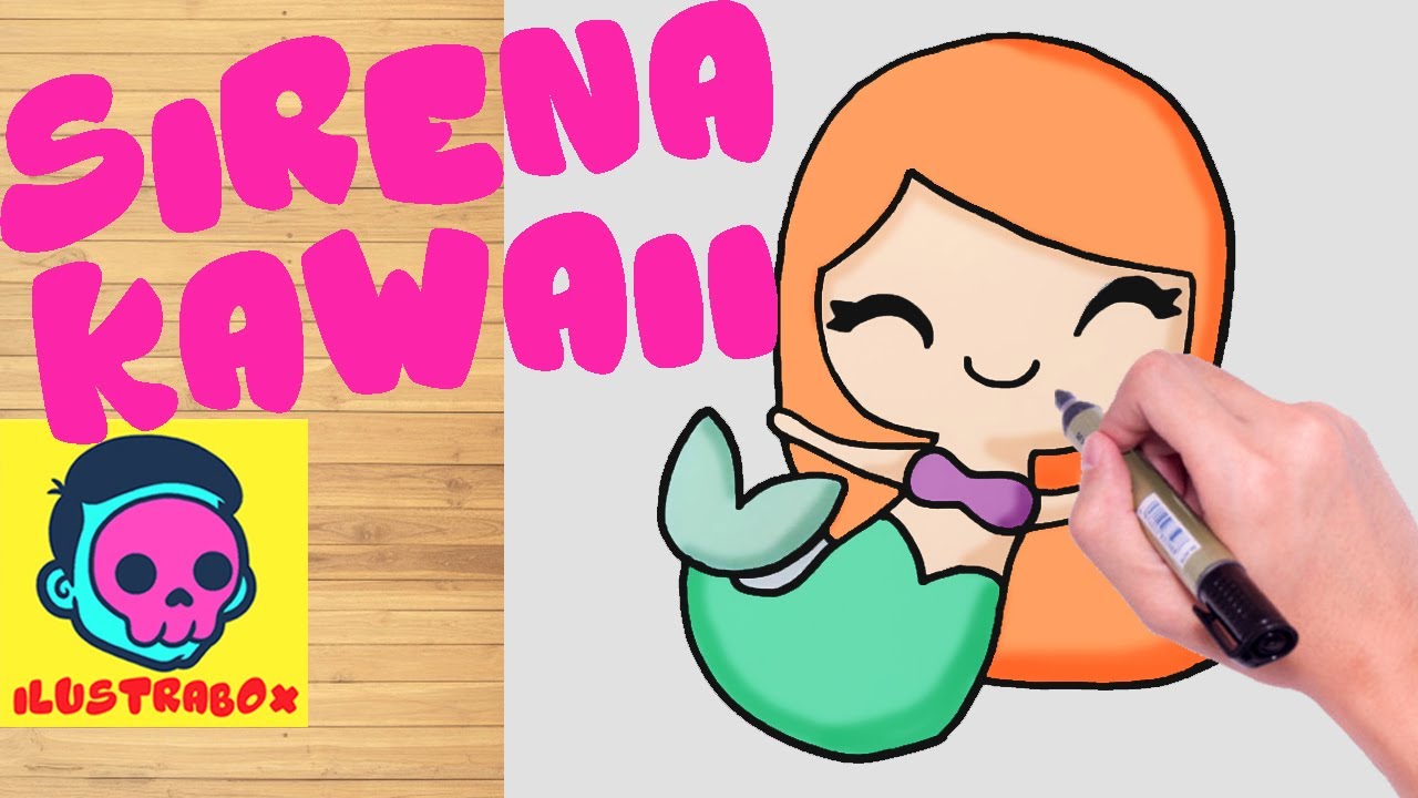 como dibujar a sirena kawaii - how to draw mermaid kawaii, dibujos de Una Sirena Kawaii, como dibujar Una Sirena Kawaii paso a paso