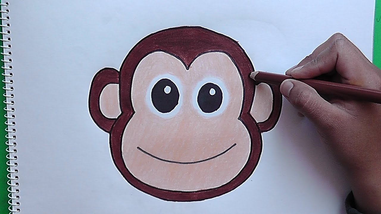 Como dibujar y colorear a Rostro de Mono - How to draw and color a Monkey Face, dibujos de Un Chango, como dibujar Un Chango paso a paso