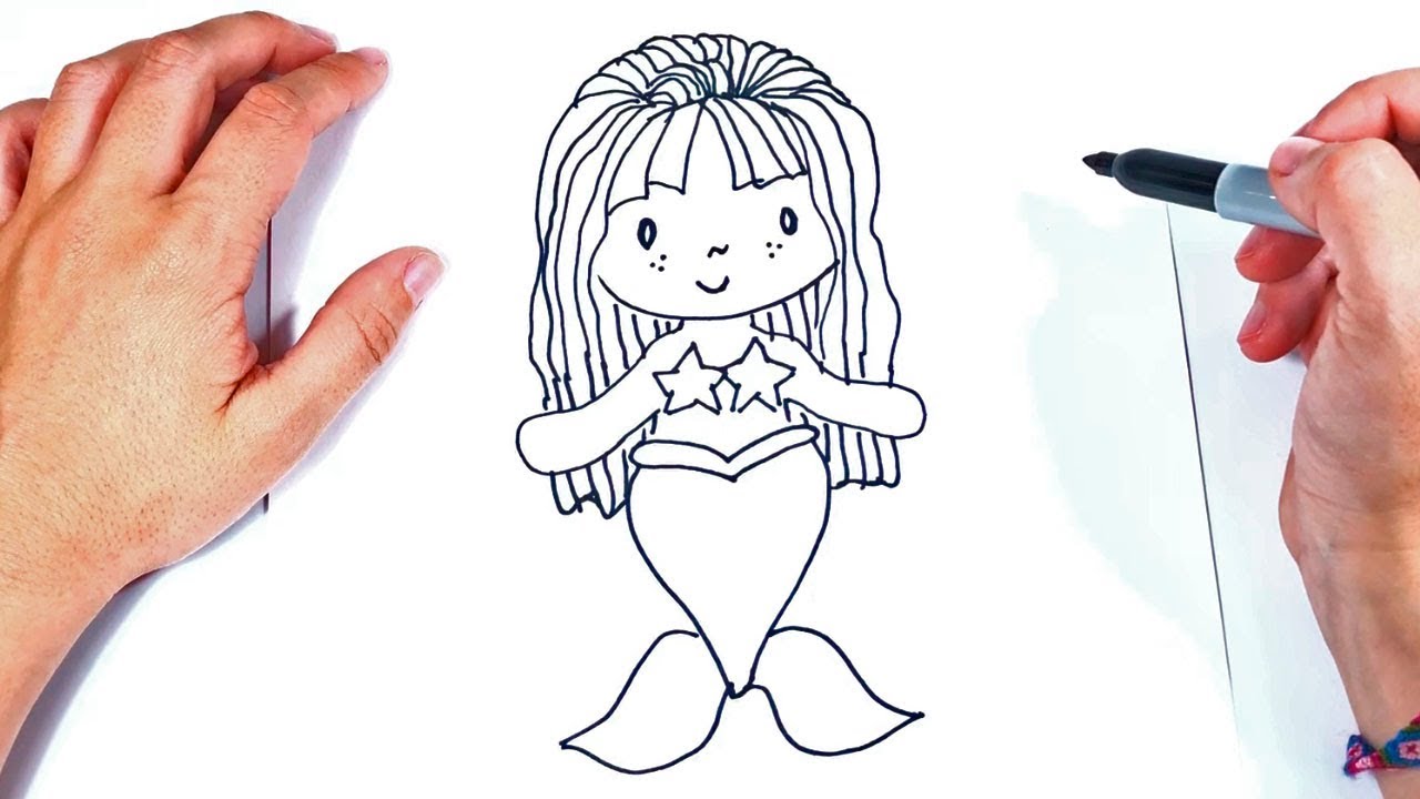 Cómo dibujar una Sirena paso a paso  Dibujos Fáciles, dibujos de Una Sirena Para Niños, como dibujar Una Sirena Para Niños paso a paso