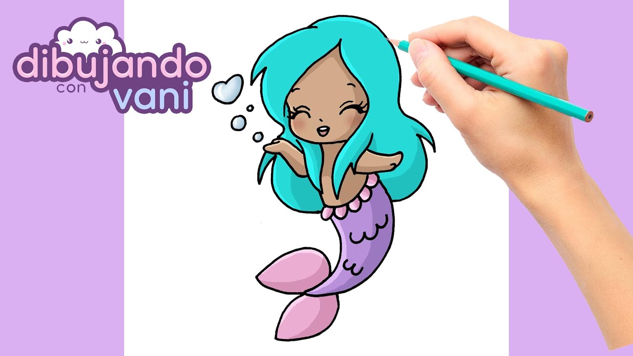 How to draw a kawaii mermaid, dibujos de Una Sirena Kawaii, como dibujar Una Sirena Kawaii paso a paso