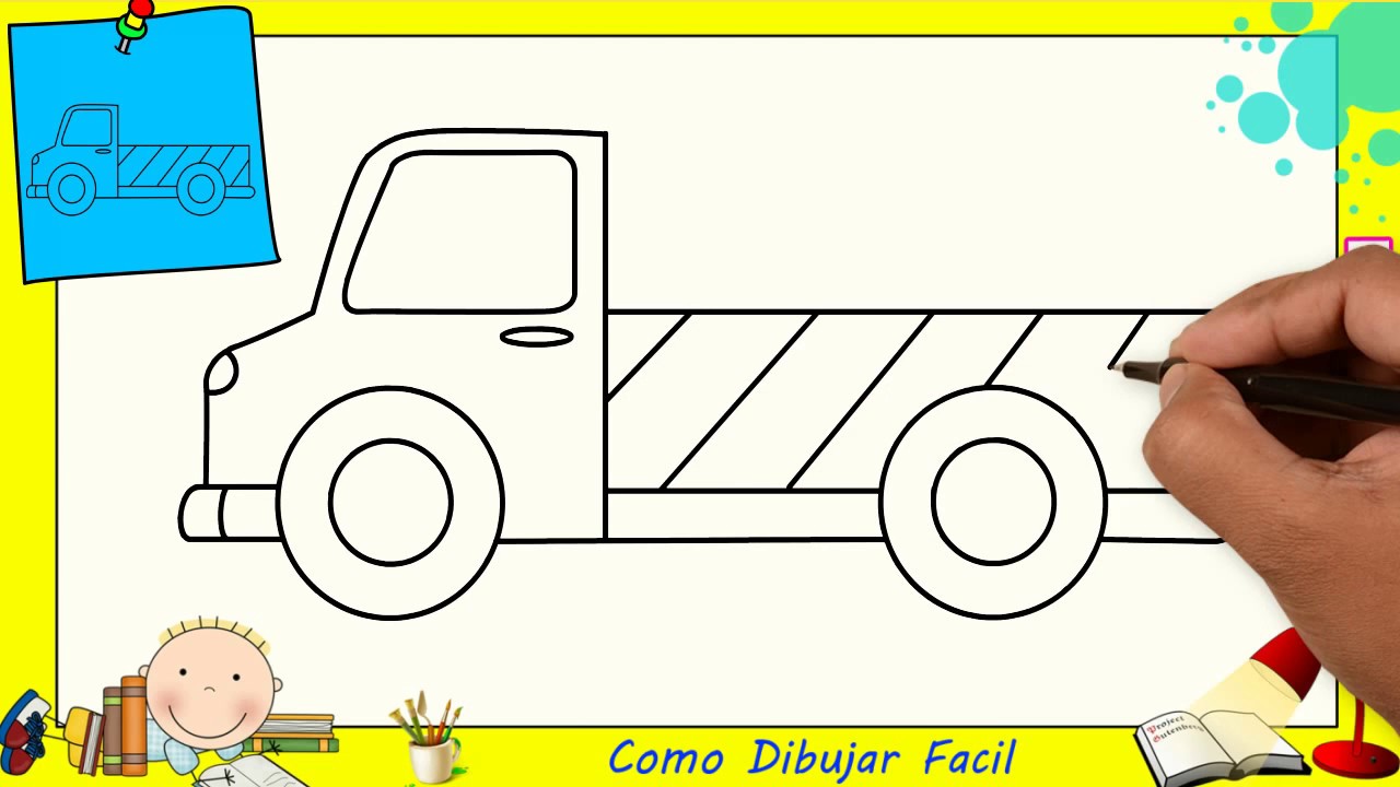 Dibujos de camiones FACILES paso a paso para niños - Como dibujar un camion  FACIL, dibujos de Un Camión, como dibujar Un Camión paso a paso