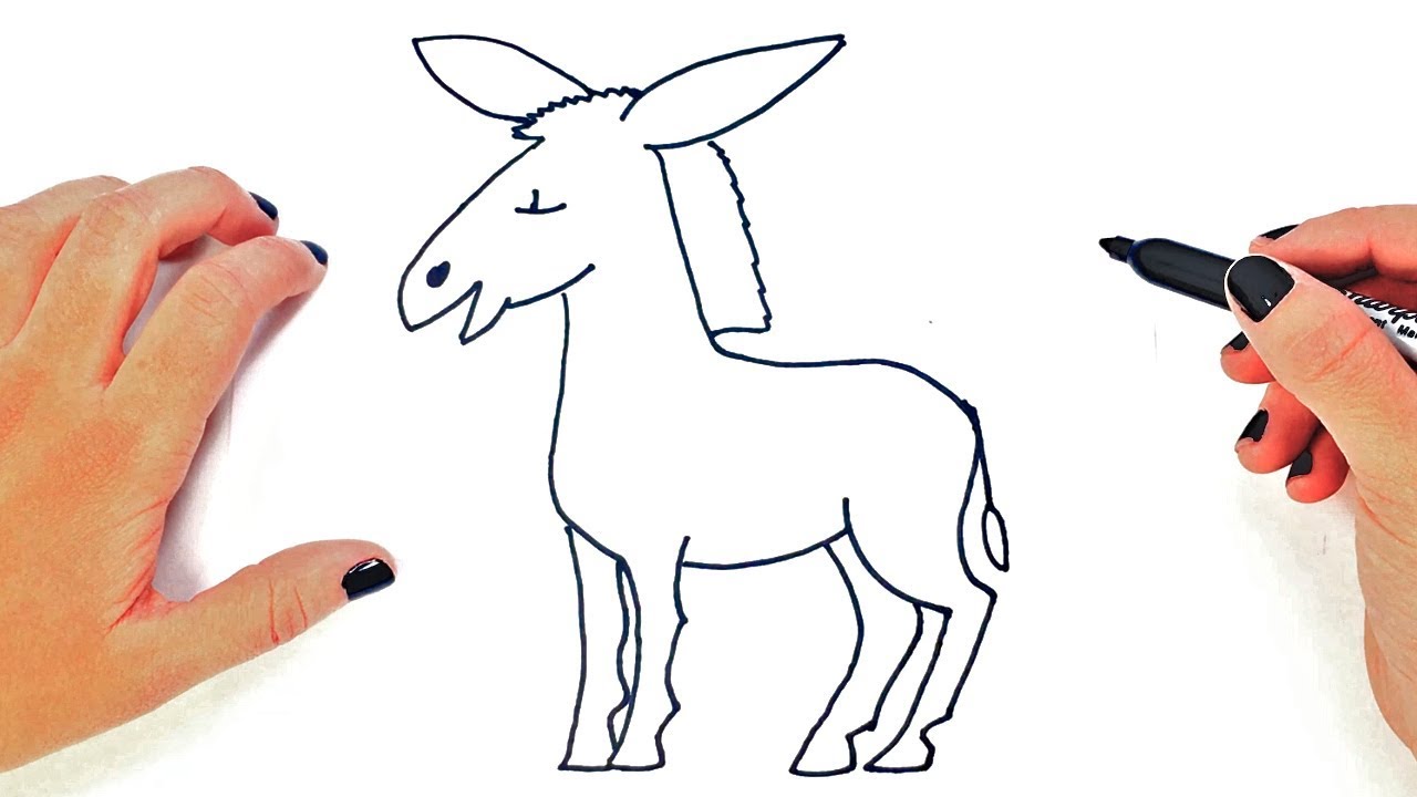 Cómo dibujar un Asno o un Burro paso a paso y fácil, dibujos de Un Burro, como dibujar Un Burro paso a paso