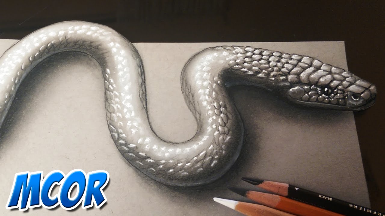 Como Dibujar una Serpiente 3D Realista, dibujos de Una Serpiente Con Efecto 3D, como dibujar Una Serpiente Con Efecto 3D paso a paso