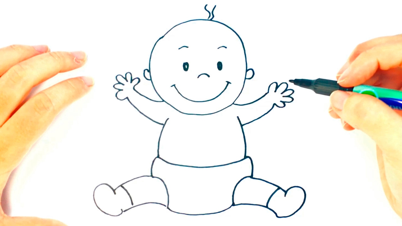 Cómo dibujar un Bebé paso a paso  Dibujo fácil de Bebé, dibujos de Un Bebé Recién Nacido, como dibujar Un Bebé Recién Nacido paso a paso