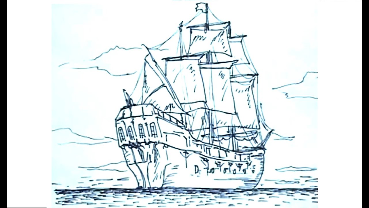 Aprender a dibujar - Cómo dibujar un barco pirata - Pirate Ship, dibujos de Un Barco Pirata, como dibujar Un Barco Pirata paso a paso