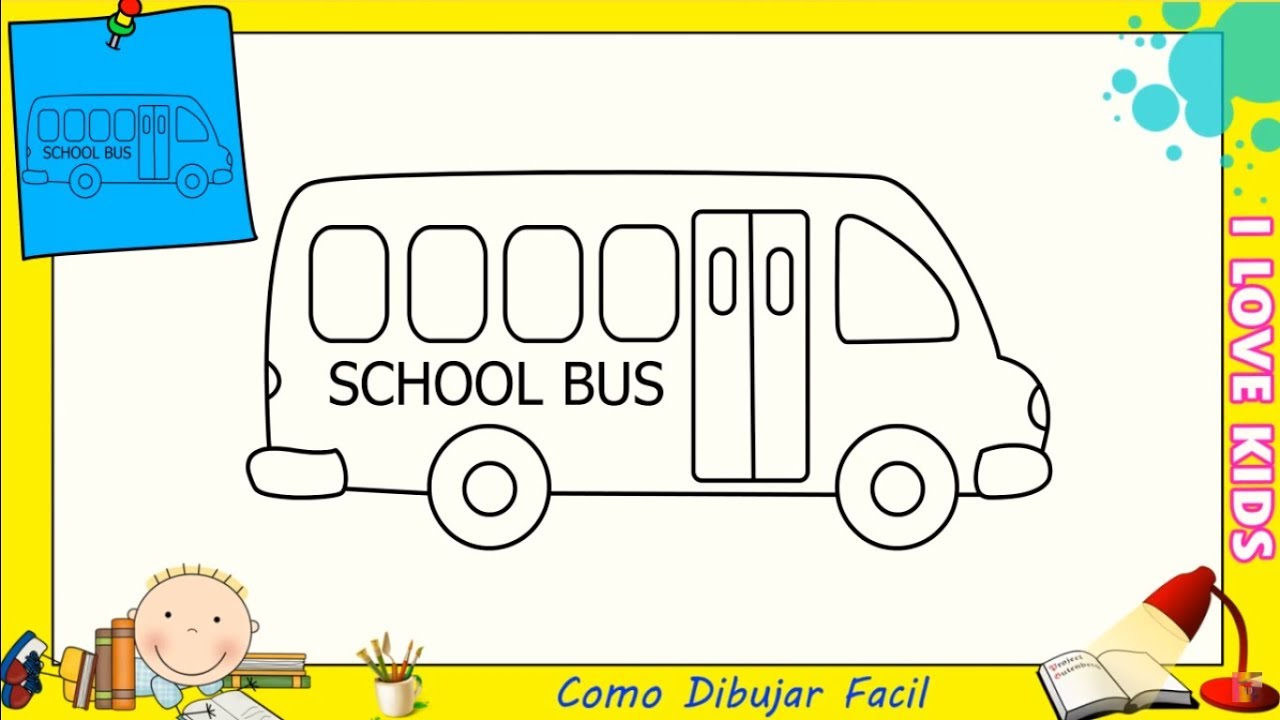 Como dibujar un autobús FACIL paso a paso para niños y principiantes 3, dibujos de Un Autobús, como dibujar Un Autobús paso a paso