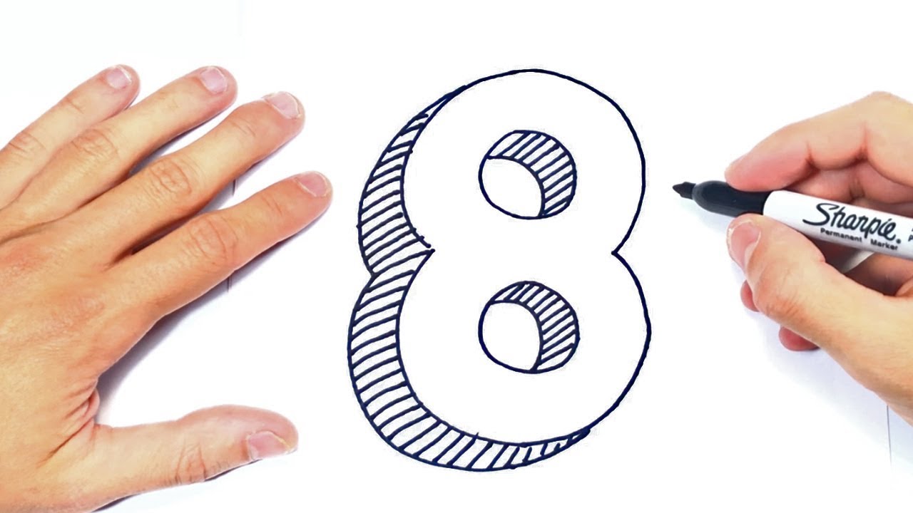 Cómo dibujar el Numero 8 Paso a Paso  Dibujo de Numero Ocho, dibujos de Un 8, como dibujar Un 8 paso a paso