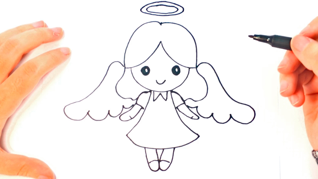 Cómo dibujar un Ángel para niños  Dibujo de Ángel paso a paso, dibujos de Un Ángel, como dibujar Un Ángel paso a paso