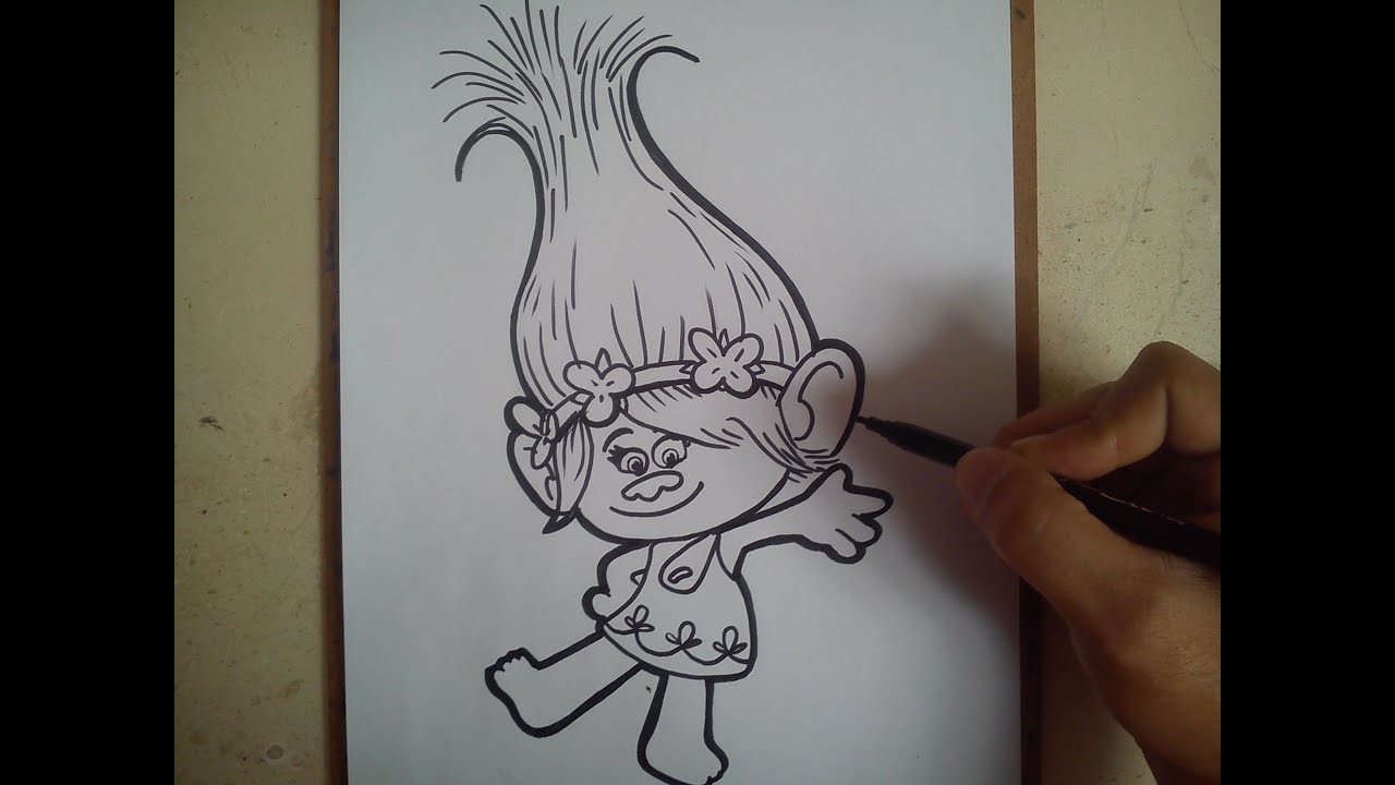 COMO DIBUJAR A LA PRINCESA POPPY - TROLLS  how to draw poppy princess -  trolls, dibujos de Trolls, como dibujar Trolls paso a paso