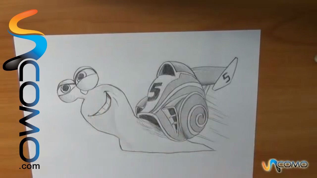 Dibujar a Turbo el caracol más rápido, dibujos de Turbo, como dibujar Turbo paso a paso