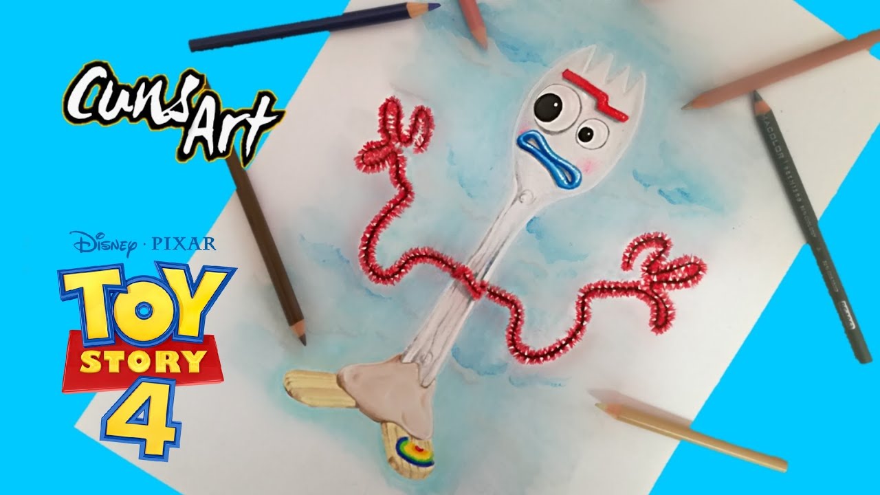 COMO DIBUJAR A FORKY  TOY STORY 4  how to draw forky, dibujos de Toy Story 4 A Forky, como dibujar Toy Story 4 A Forky paso a paso