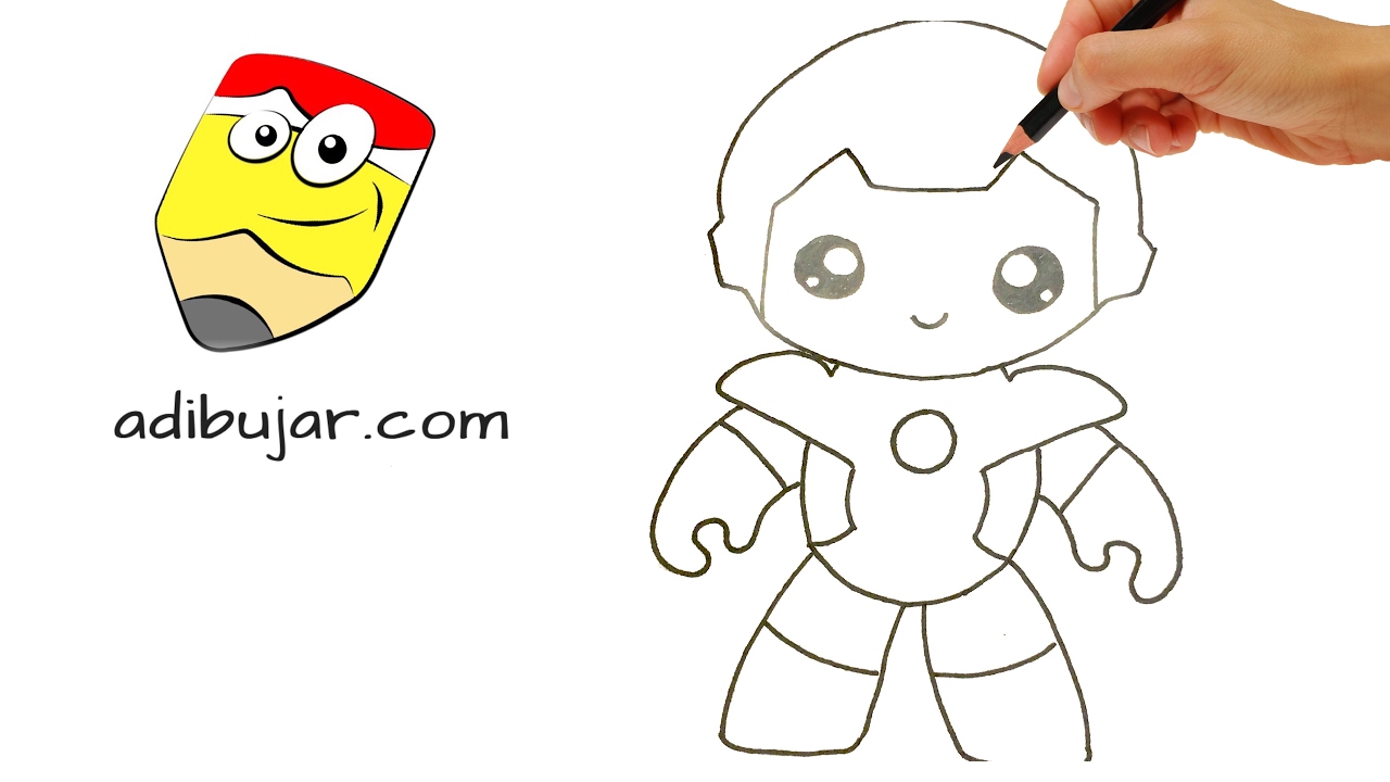 Cómo dibujar a Ironman kawaii - Superhéroes Marvel, dibujos de Superheroes De Marvel, como dibujar Superheroes De Marvel paso a paso