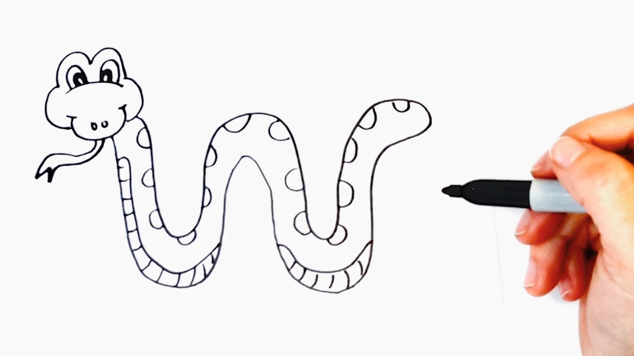 Cómo dibujar un Serpiente o Culebra paso a paso y fácil, dibujos de Una Serpiente, como dibujar Una Serpiente paso a paso