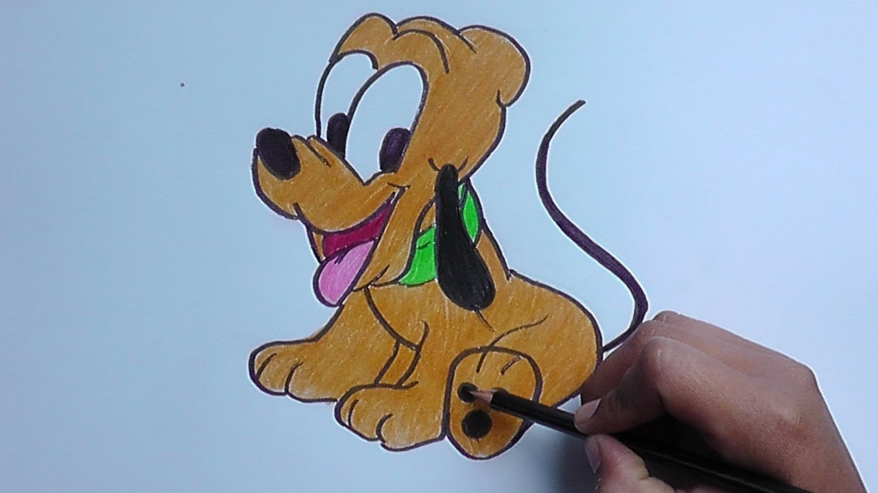 Dibujando y pintando a Pluto (Mickey Mouse) - Drawing and painting to Pluto, dibujos de Pluto, como dibujar Pluto paso a paso