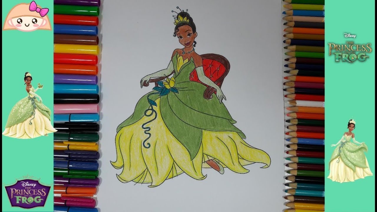 Coloring TIANA The Princess and the Frog Coloreando a Tiana - LA PRINCESA  Y EL SAPO, dibujos de Princesa Sapo, como dibujar Princesa Sapo paso a paso