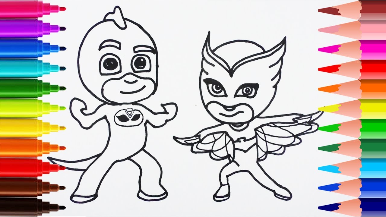 PJ MASKS - Como Dibujar y Colorear a Gekko y Buhita de Heroes en Pijamas   FunKeep, dibujos de Pj Masks, como dibujar Pj Masks paso a paso