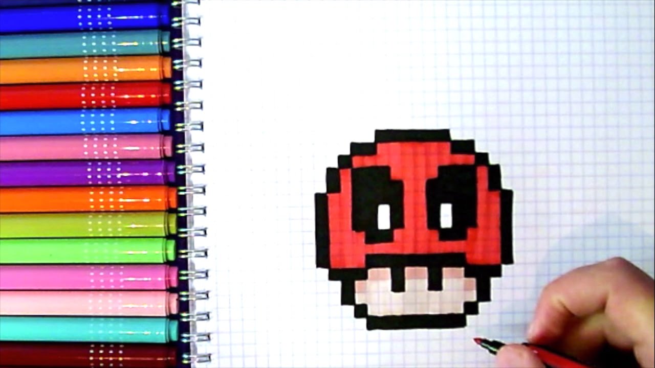 Pixel Art Hecho a mano - Cómo dibujar deadpool en pixel art - Champiñón, dibujos de Pixel Art, como dibujar Pixel Art paso a paso