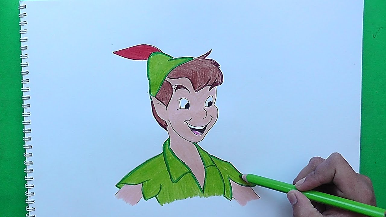 Dibujando y coloreando Peter Pan - Drawing and coloring Peter Pan, dibujos de Peter Pan, como dibujar Peter Pan paso a paso