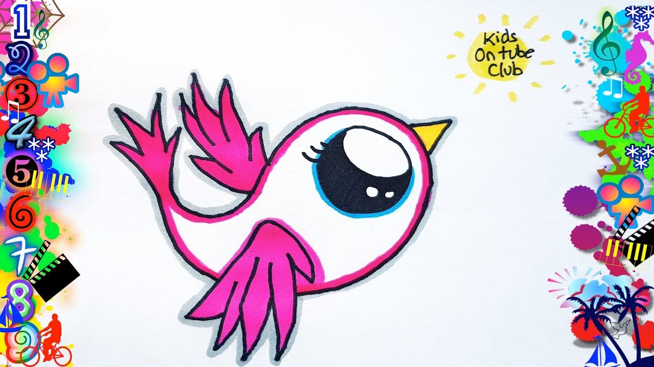 COMO DIBUJAR UN PAJARO KAWAII FACIL PARA NIÑOS  Dibujos, dibujos de Pájaro Kawaii, como dibujar Pájaro Kawaii paso a paso