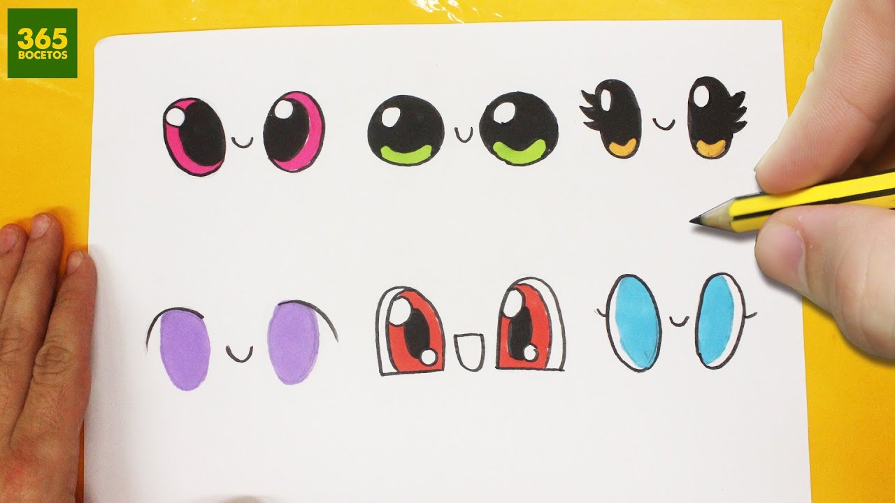 COMO DIBUJAR OJOS KAWAII PASO A PASO - dibujos kawaii faciles - How to draw  eye, dibujos de Ojos Kawaii, como dibujar Ojos Kawaii paso a paso