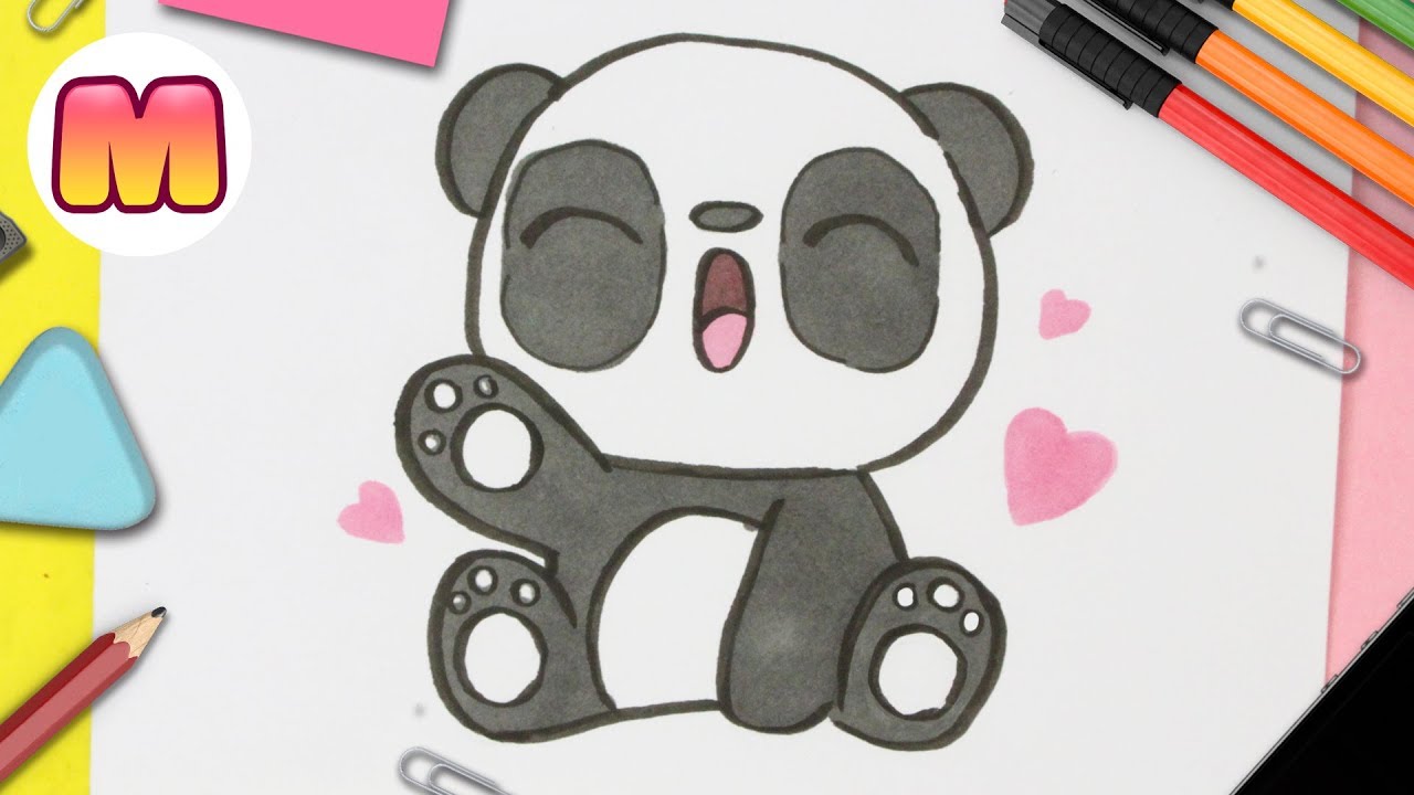 COMO DIBUJAR UN PANDA KAWAII PASO A PASO - Dibujos kawaii fáciles, dibujos de Oso Panda Kawaii, como dibujar Oso Panda Kawaii paso a paso