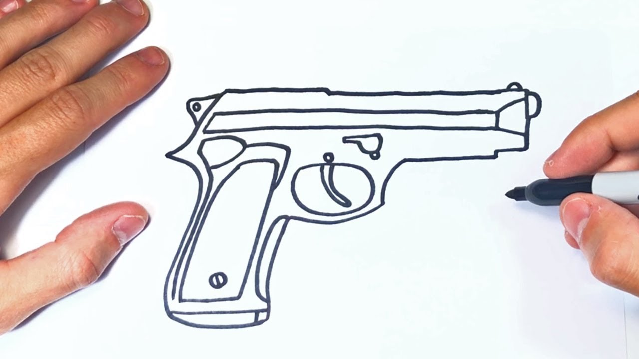 Cómo dibujar una Pistola Paso a Paso  Dibujo de Pistola, dibujos de Una Pistola, como dibujar Una Pistola paso a paso
