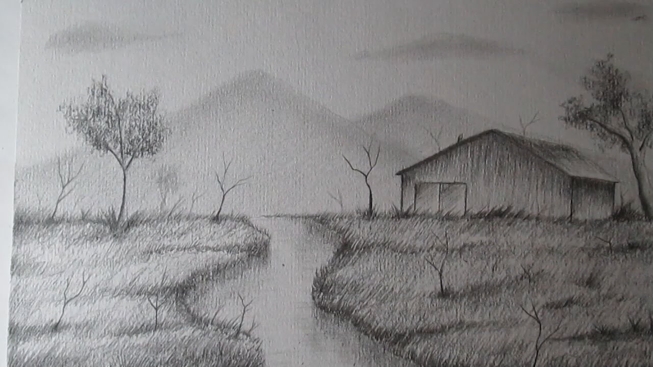 Cómo dibujar un sencillo paisaje a lápiz paso a paso  BIEN EXPLICADO, dibujos de Paisajes, como dibujar Paisajes paso a paso