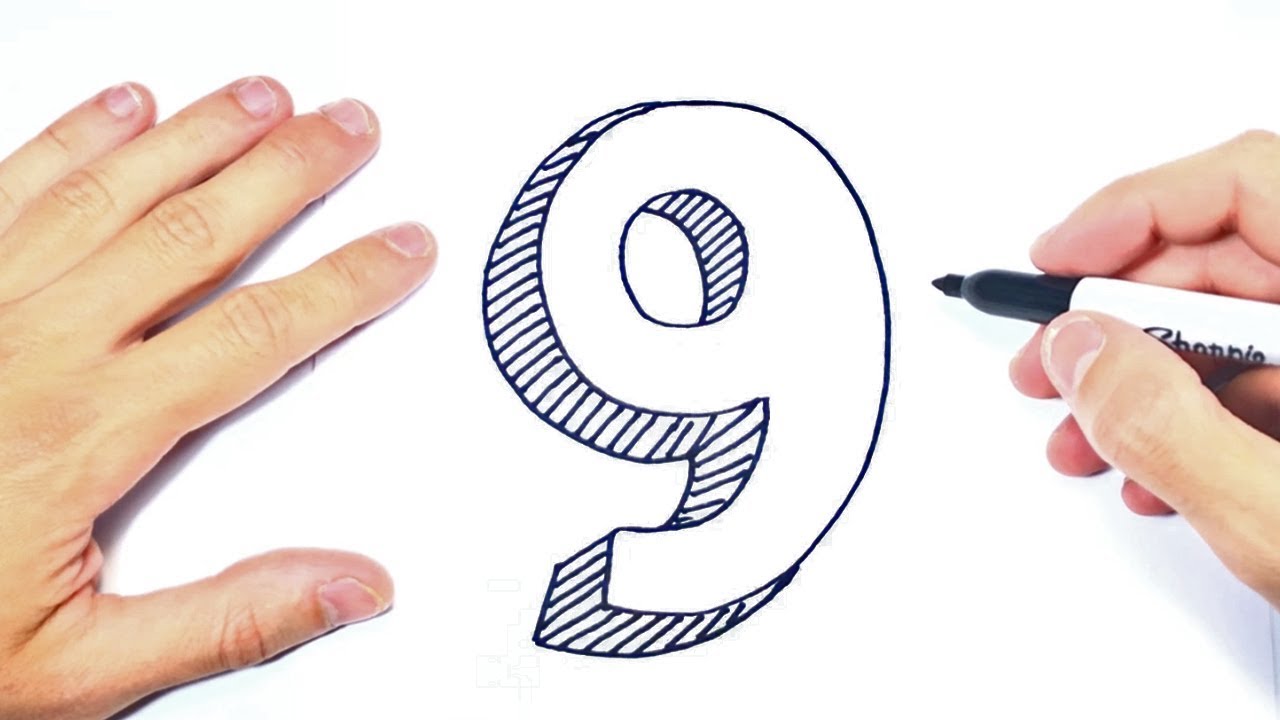 Cómo dibujar el Numero 8 Paso a Paso  Dibujo del Numero Nueve, dibujos de Numero 9, como dibujar Numero 9 paso a paso
