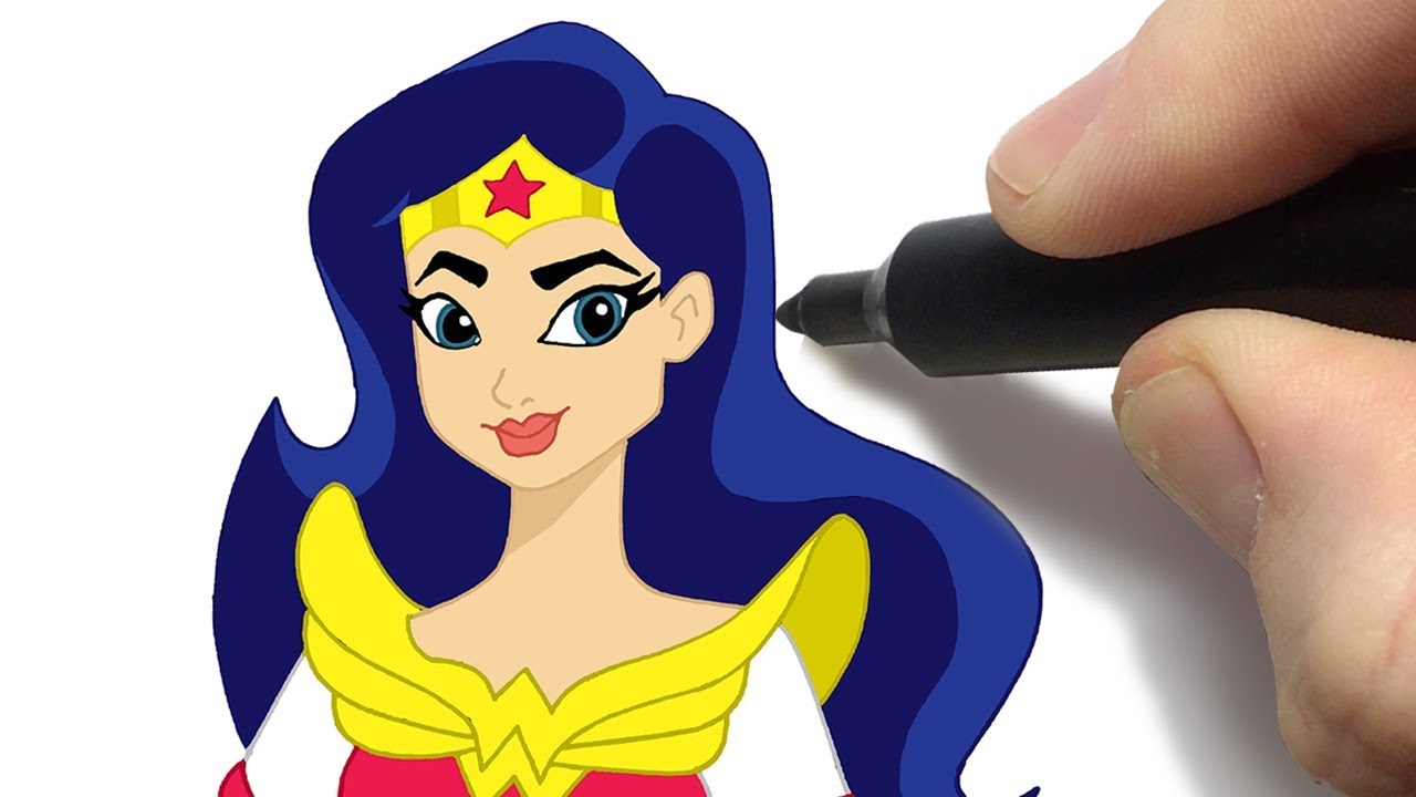 Cómo dibujar a la Mujer Maravilla DC Super Hero Girls Paso a Paso, dibujos de Mujer Maravilla, como dibujar Mujer Maravilla paso a paso