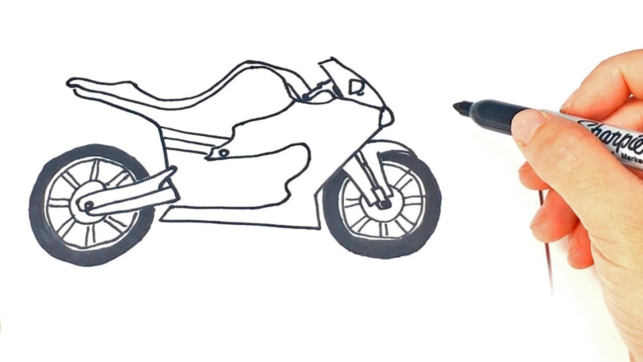 Como dibujar una Moto de Carreras Paso a Paso, dibujos de Motos, como dibujar Motos paso a paso