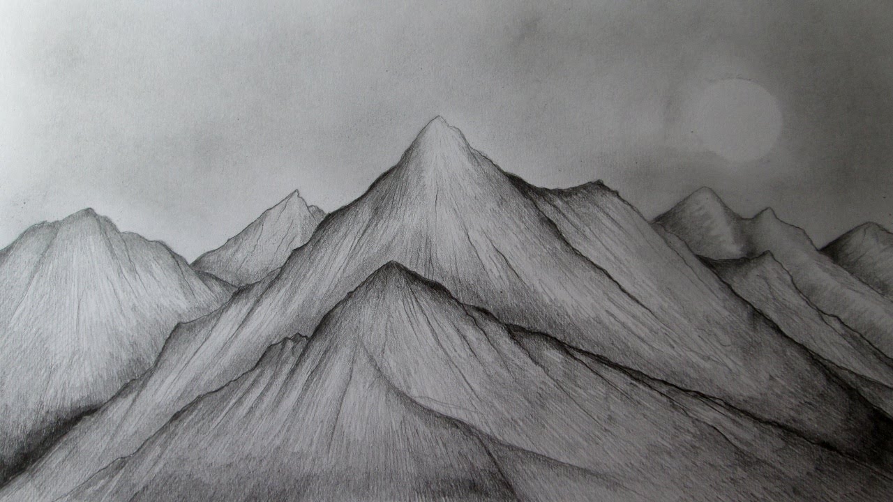 Cómo dibujar montañas realistas a lápiz paso a paso aprender a dibujar paisajes, dibujos de Montanas, como dibujar Montanas paso a paso