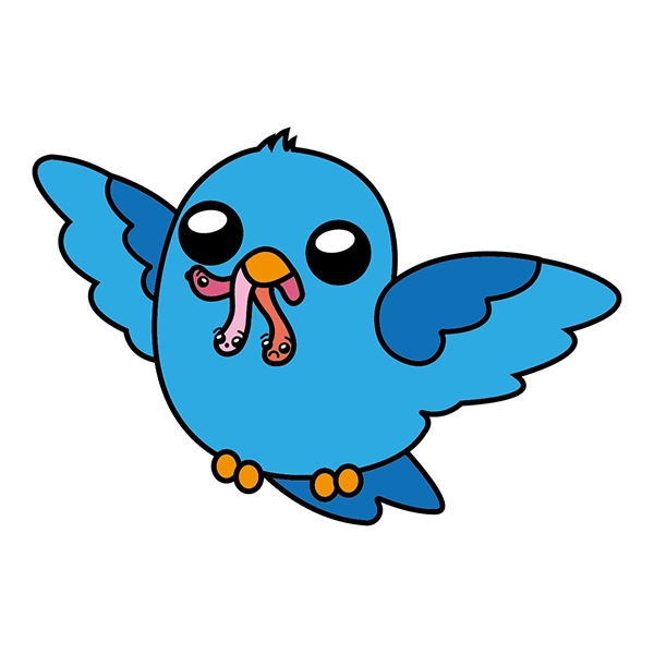 Cómo dibujar un Pájaro Kawaii ✍  COMODIBUJAR - CLUB, dibujos de Pájaro Kawaii, como dibujar Pájaro Kawaii paso a paso