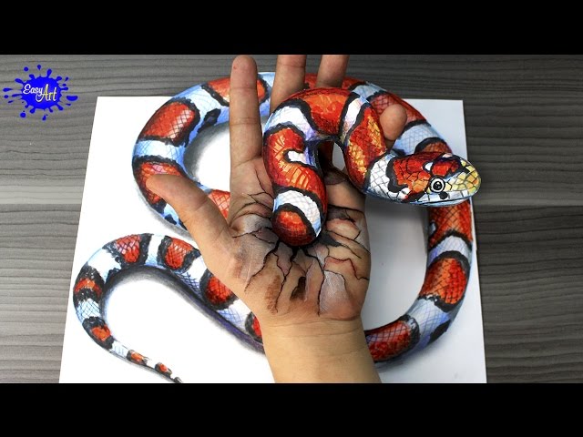 🔴 How to DRAW 3D SNAKE CORAL Poisonous (Cómo DIBUJAR una Serpiente 3D)  DRAWING a Realistic SNAKE - YouTube, dibujos de Una Cobra En 3D, como dibujar Una Cobra En 3D paso a paso