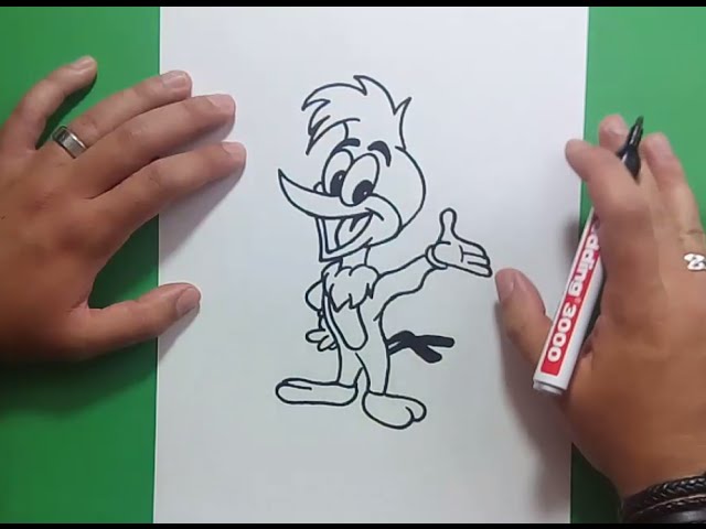 Como dibujar a El Pajaro Loco paso a paso - El Pajaro Loco  How to draw  Woody Woodpecker - YouTube, dibujos de Pájaro Loco, como dibujar Pájaro Loco paso a paso