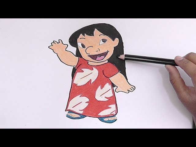 Dibujando y coloreando a Lilo (Lilo y Stich) - Drawing and coloring Lilo -  YouTube, dibujos de Lilo Y Stitch, como dibujar Lilo Y Stitch paso a paso