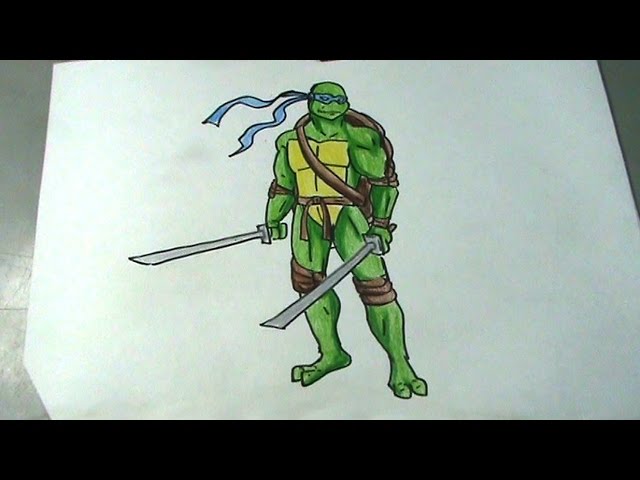Aprende a dibujar una tortuga ninja - Leonardo - YouTube, dibujos de Las Tortugas Ninja Turtles, como dibujar Las Tortugas Ninja Turtles paso a paso