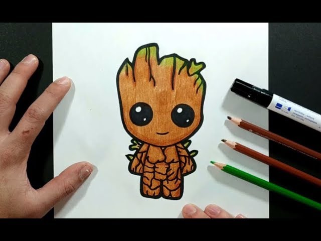 Como dibujar a Groot paso a paso 2 - Los guardianes de la galaxia  How to  draw Groot 2 - YouTube, dibujos de Guardianes De La Galaxia, como dibujar Guardianes De La Galaxia paso a paso