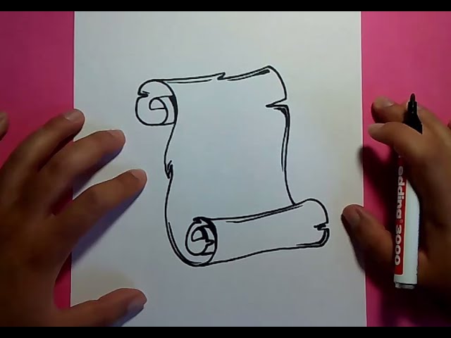 Como dibujar un pergamino paso a paso 3  How to draw a scroll 3 - YouTube, dibujos de Un Pergamino, como dibujar Un Pergamino paso a paso