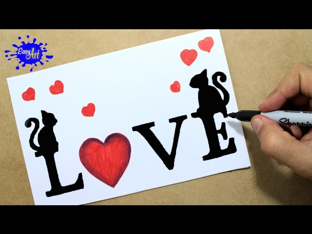Como dibujar love how to draw love letters  targetas de amor - YouTube, dibujos de Un Corazón Con Las Letras Love, como dibujar Un Corazón Con Las Letras Love paso a paso