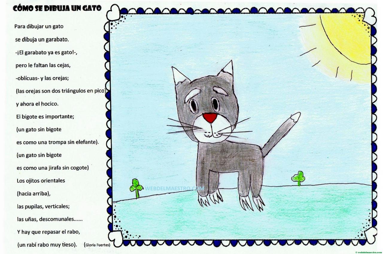 terminación de trabajos-cómo se dibuja un gato - Web del maestro, dibujos de Un Gato Gloria Fuertes, como dibujar Un Gato Gloria Fuertes paso a paso
