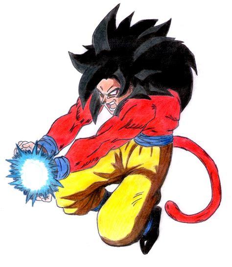 Cómo Dibujar A Goku Ssj4 Haciendo El Kamehameha Fácil Paso a Paso