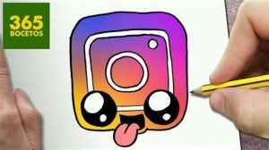 Dibuja Logo Instagram Kawaii Fácil Paso a Paso