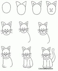 Cómo Dibuja Un Gato Sentado Paso a Paso Fácil